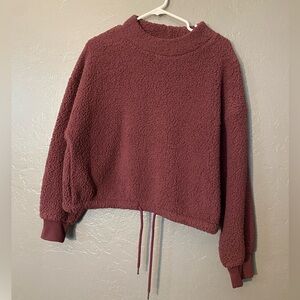 Hippie Rose Juniors' Mock-Neck Sherpa Pullover Red Size Medium